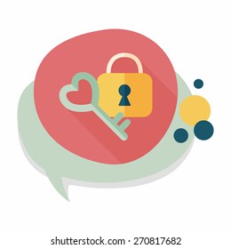 Valentine's Day lover lock flat icon with long shadow,eps10