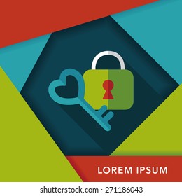 Valentine's Day lover lock flat icon with long shadow,eps10
