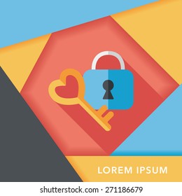 Valentine's Day lover lock flat icon with long shadow,eps10