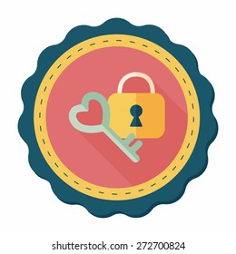 Valentine's Day lover lock flat icon with long shadow,eps10