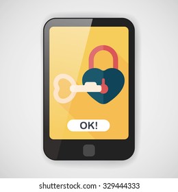 Valentine's Day lover lock flat icon with long shadow,eps10