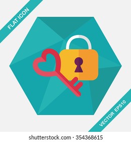 Valentine's Day lover lock flat icon with long shadow,eps10