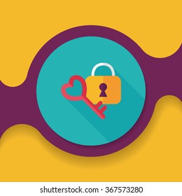 Valentine's Day lover lock flat icon with long shadow,eps10