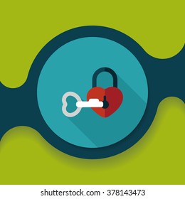 Valentine's Day lover lock flat icon with long shadow,eps10