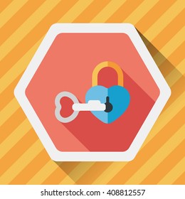 Valentine's Day lover lock flat icon with long shadow,eps10