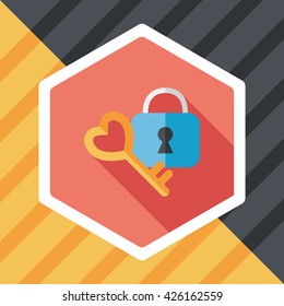 Valentine's Day lover lock flat icon with long shadow,eps10