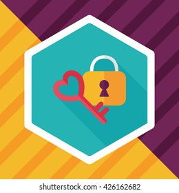 Valentine's Day lover lock flat icon with long shadow,eps10