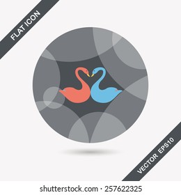 Valentine's Day lover swan flat icon with long shadow,eps10