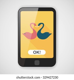 Valentine's Day lover swan flat icon with long shadow,eps10