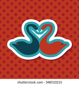 Valentine's Day lover swan flat icon with long shadow,eps10