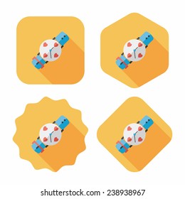 Valentine's Day lover watch flat icon with long shadow,eps10