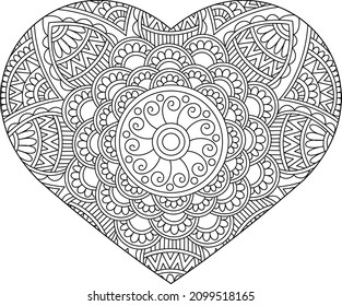 valentines day loves heart shape flowers and mandala coloring book .valentines day loves heart shape flowers and mandala coloring book. Delicate portraits, love, hearts  loving couples.