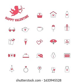 Valentine's day, Love,Set of cute icons,Vector illustration.