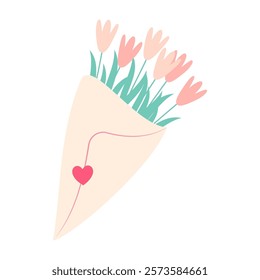 Valentine's Day. Love-Themed Illustrations - Messages, Gifts, and Romantic Flowers