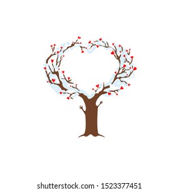 Valentine`s Day love-tree - hand drawn. Love tree with heart leaves - Vector
