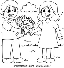 Valentines Day Loving Couple Coloring Page 