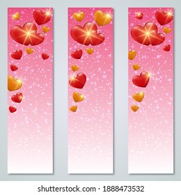 Valentine's Day luxury vertical vector banners templates collection