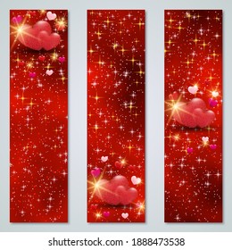 Valentine's Day luxury vertical vector banners templates collection