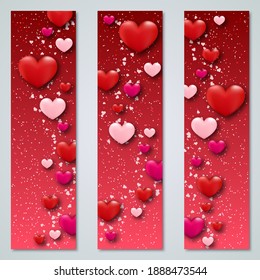 Valentine's Day luxury vertical vector banners templates collection