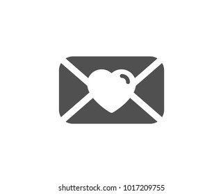 Valentines day mail simple icon. Love letter symbol. Heart sign. Quality design elements. Classic style. Vector