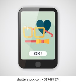 Valentine's day man costume flat icon with long shadow,eps10