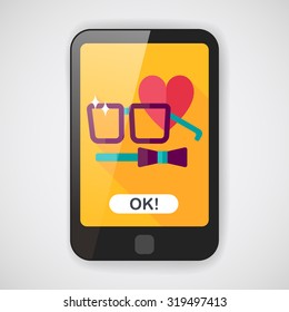 Valentine's day man costume flat icon with long shadow,eps10