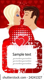 Valentine's day. Man kissing a woman, pair of lovers, vector illustration 5