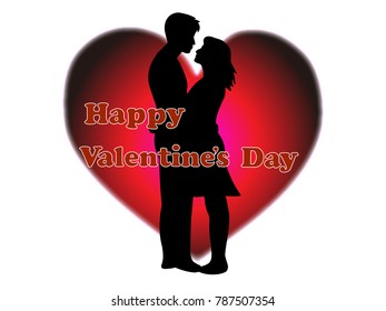 Valentine's Day material that lovers are hugging.
