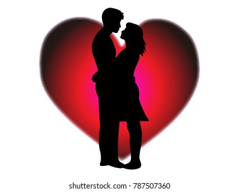Valentine's Day material that lovers are hugging.
