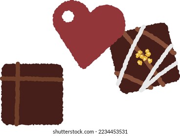 Material de San Valentín. diferentes tipos de chocolate.