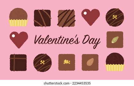 Material de San Valentín. diferentes tipos de chocolate.