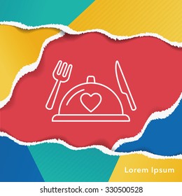 valentine's day meal line icon