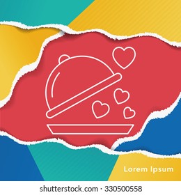 valentine's day meal line icon