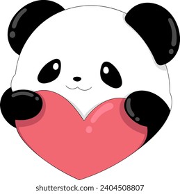 Valentine's Day meme, panda holding pink love, creative illustration design