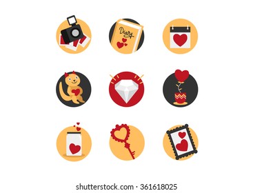 Valentine`s Day Memory icon set