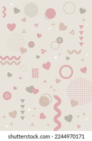 Valentine's Day Memphis Pattern Framed Background