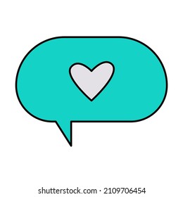 Valentine's Day message bubble love heart  doodle vector illustrations colored hand drawn