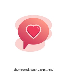 Valentine's day message flat icon, vector sign, Speech bubble with heart colorful pictogram isolated on white. Symbol, logo illustration. Flat style design