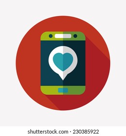 Valentine's Day message phone flat icon with long shadow,eps10
