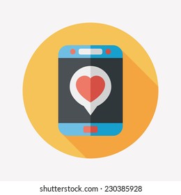 Valentine's Day message phone flat icon with long shadow,eps10