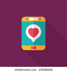 Valentine's Day message phone flat icon with long shadow,eps10