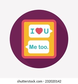 Valentine's Day message phone flat icon with long shadow,eps10