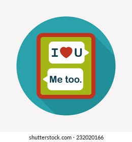 Valentine's Day message phone flat icon with long shadow,eps10