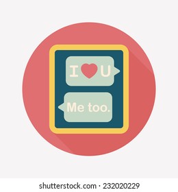 Valentine's Day message phone flat icon with long shadow,eps10