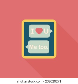 Valentine's Day message phone flat icon with long shadow,eps10