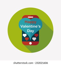 Valentine's Day message phone flat icon with long shadow,eps10