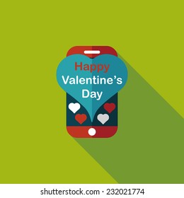 Valentine's Day message phone flat icon with long shadow,eps10
