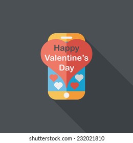 Valentine's Day message phone flat icon with long shadow,eps10