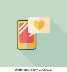 Valentine's Day message phone flat icon with long shadow,eps10 