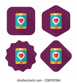Valentine's Day message phone flat icon with long shadow,eps10